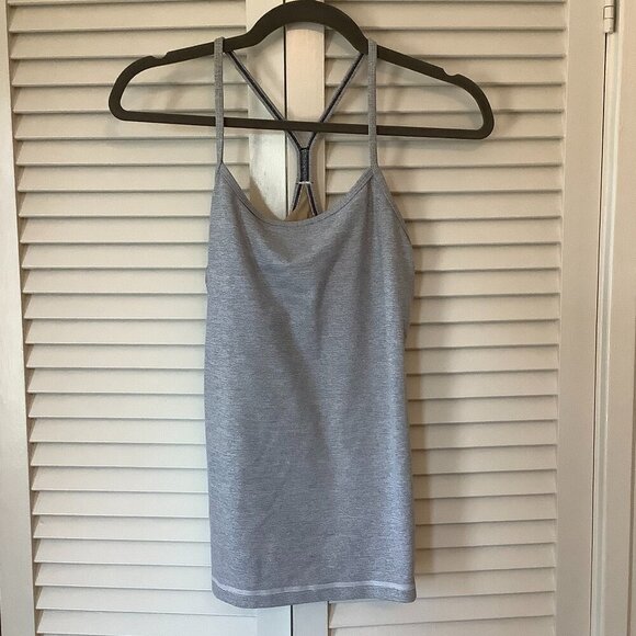 Lululemon women's racerback tank top 8 'Power Y' striped athletic grey - Picture 1 of 6